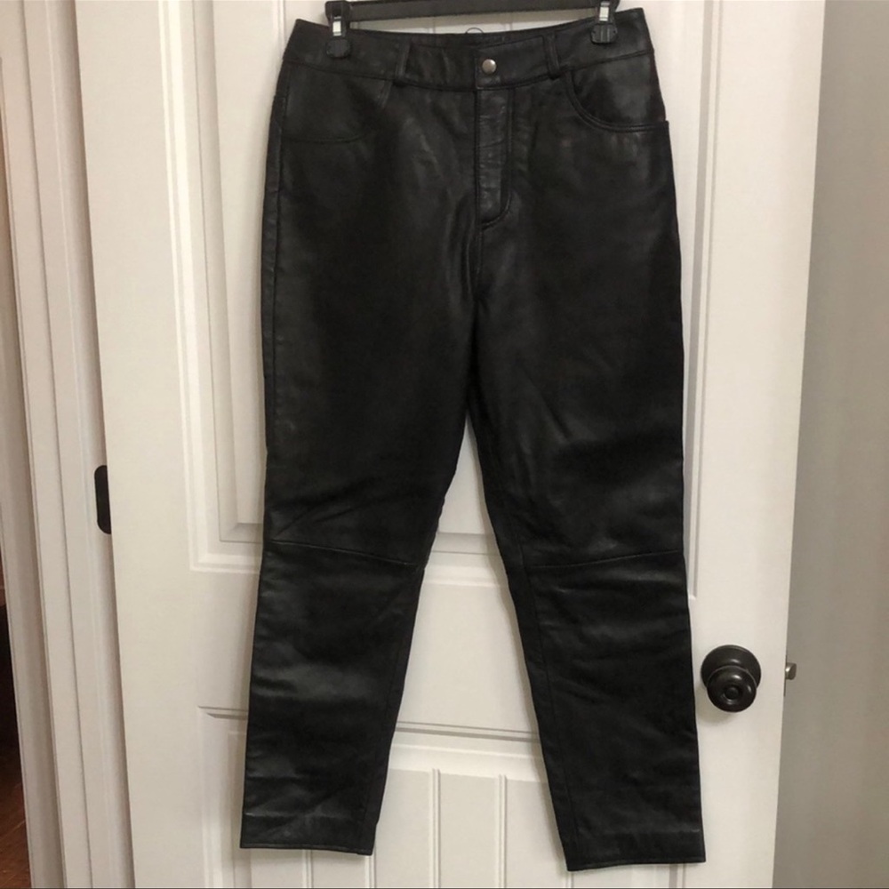 GENUINE LEATHER Straight Leg Pants